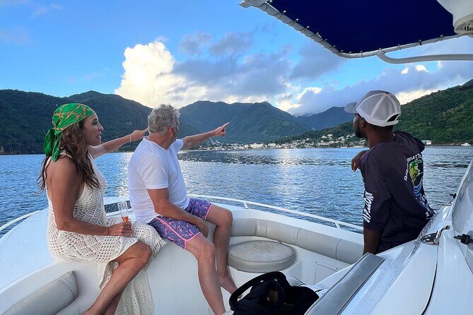 Private Boat Charter St. Lucia, boat tour to Soufriere. Full day - Marigot Bay orientation and Pitons photo time without the crush