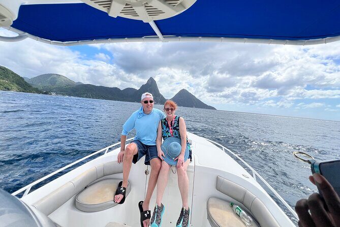 Private Boat Charter St. Lucia, boat tour to Soufriere. Full day - Jalousie Beach between the Pitons for marine reserve snorkeling