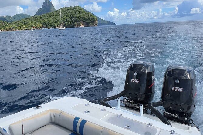 Private Boat Charter St. Lucia, boat tour to Soufriere. Full day - Anse Chastanet black sand reef: your final swim and unwind