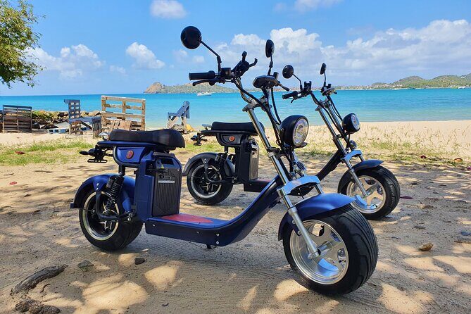 St.Lucia Beaches and Backroads Tour by Electric Big-Wheel Scooter - Stop 1: Reduit Beach and the first orientation moments